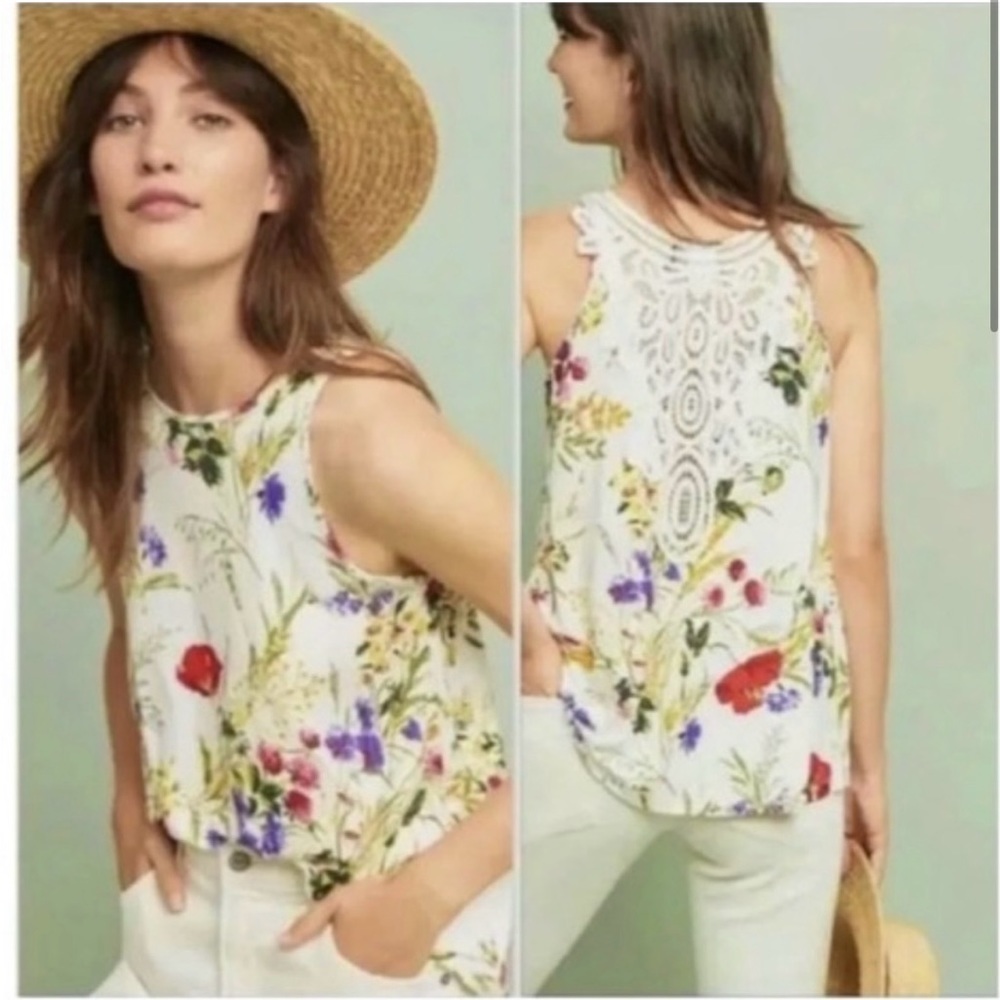 Anthropologie Akemi + Kin floral and lace tank top size medium